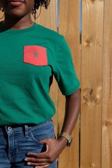 Flag of Morocco Unisex Pocket Tee