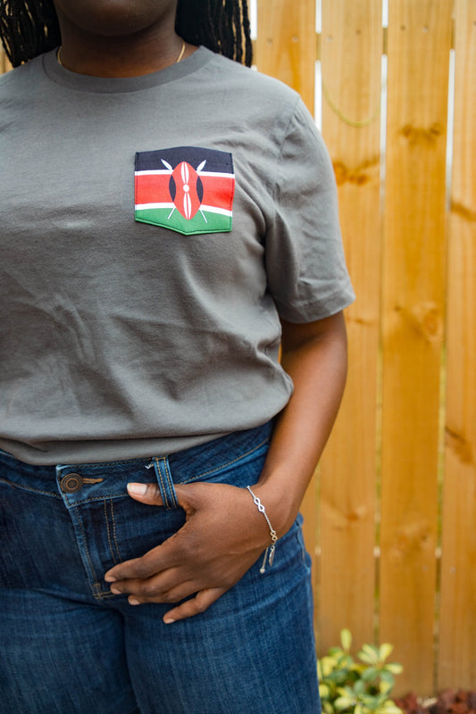 Flag of Kenya Unisex Pocket Tee