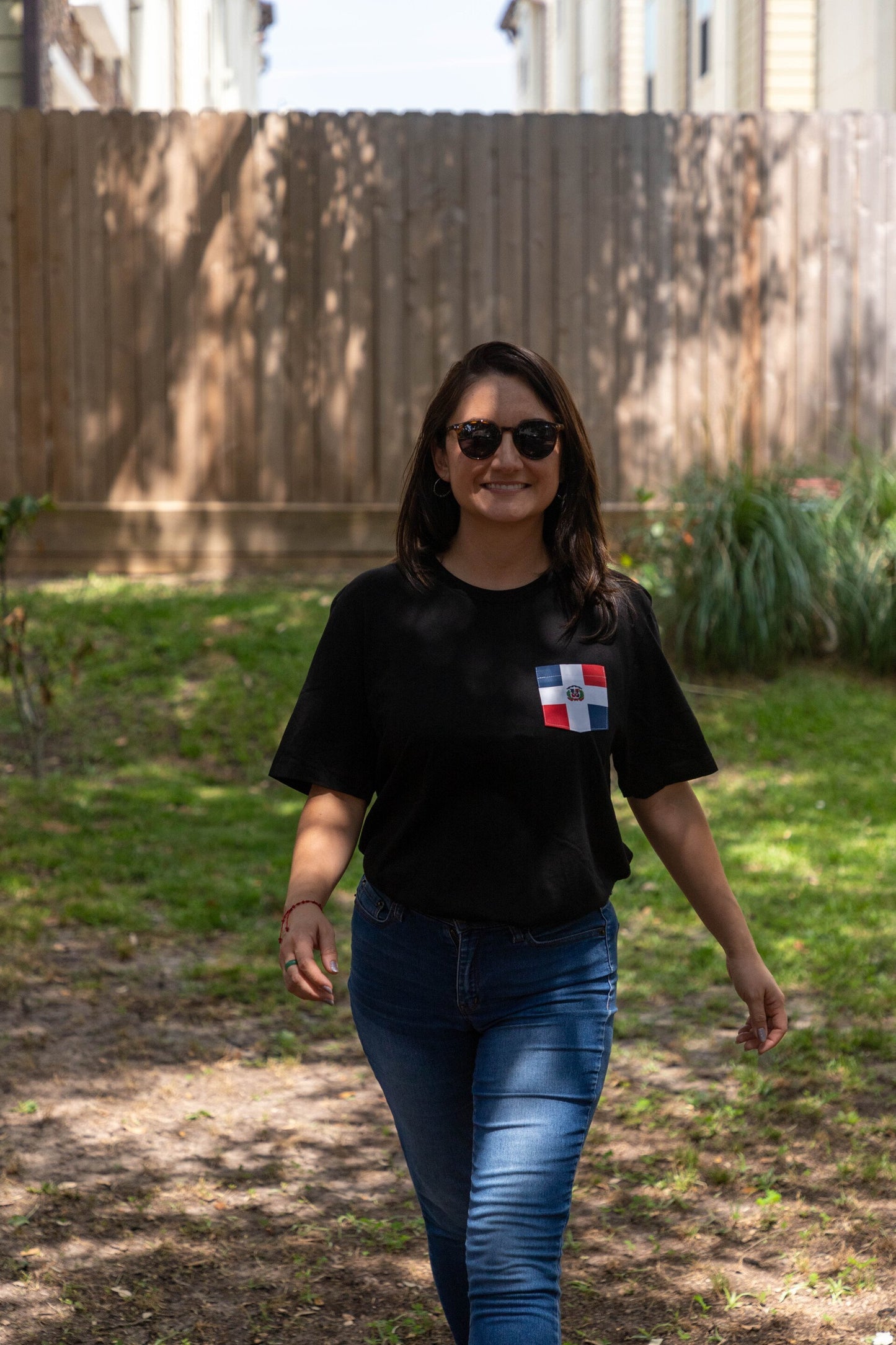 Flag of Dominican Republic Unisex Pocket Tee