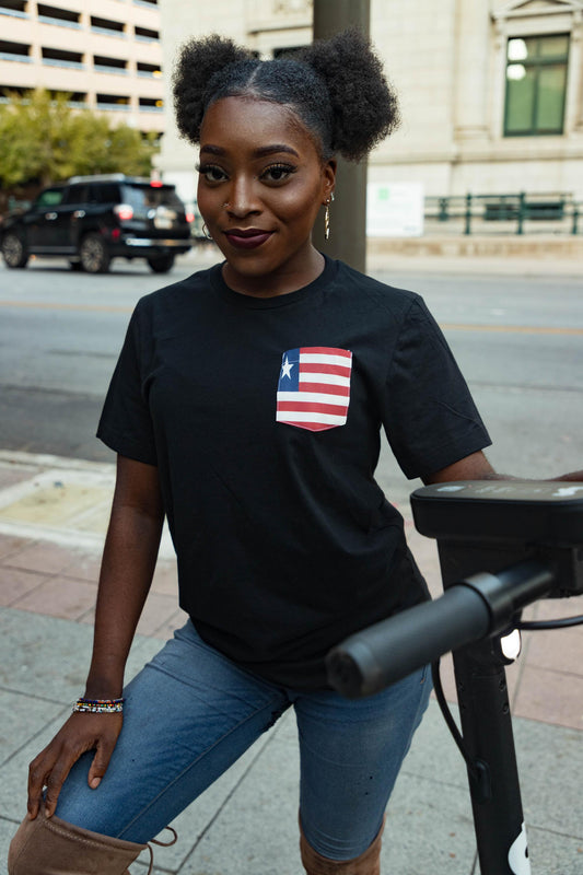 Flag of Liberia Unisex Pocket Tee